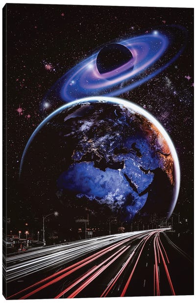 Speed Light To The Universe And Planet Earth Canvas Art Print - Saturn Art