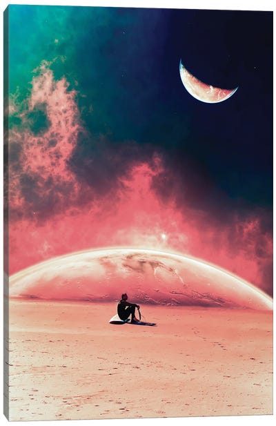 Surfer Looks For The Ocean In The Desert Canvas Art Print - GEN Z
