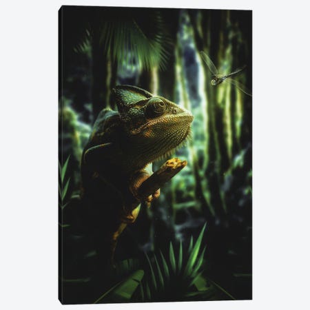 The Chameleon And The Dragonfly In The Exotic Jungle Canvas Print #GEZ175} by GEN Z Art Print