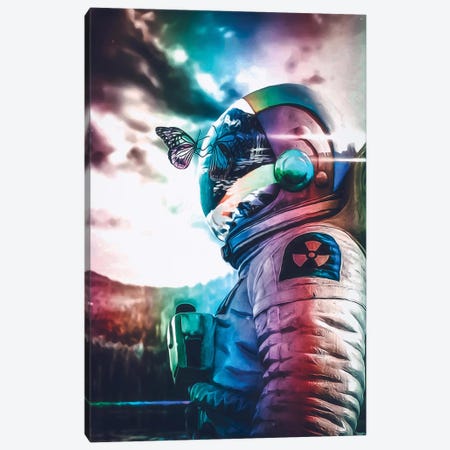 The Cosmic Butterfly And Chrome Astronaut Canvas Print #GEZ176} by GEN Z Canvas Print