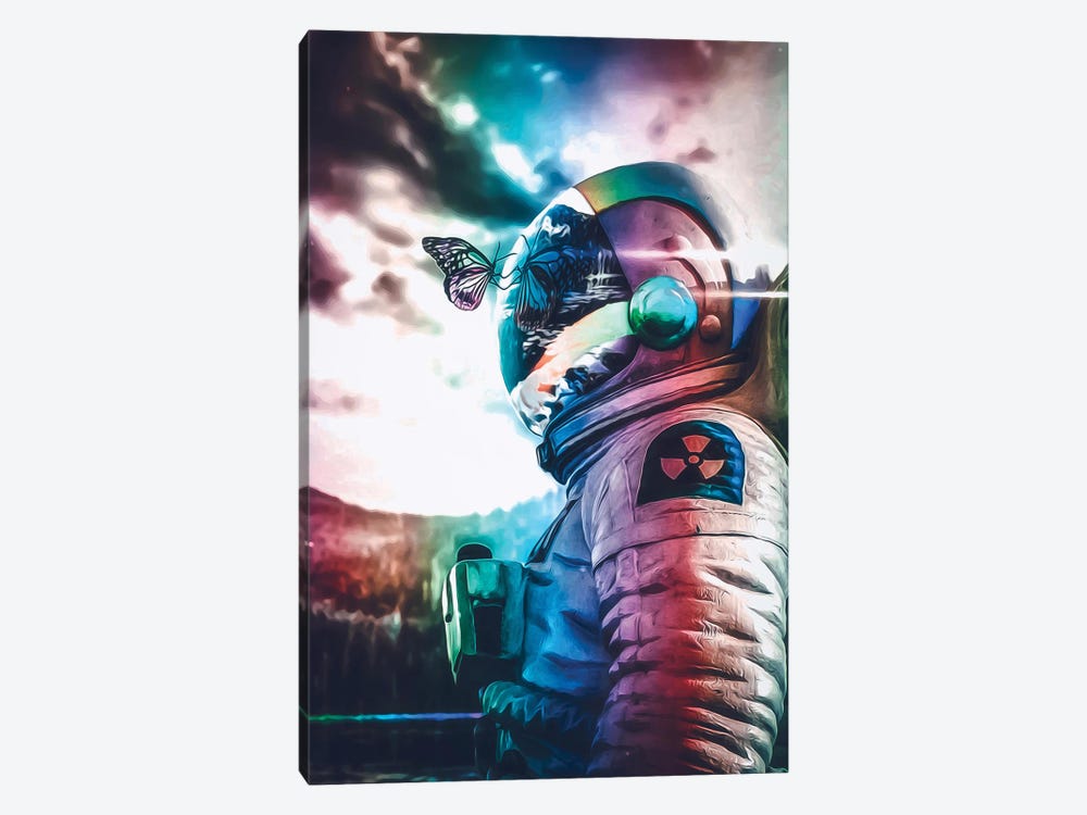The Cosmic Butterfly And Chrome Astronaut by GEN Z 1-piece Canvas Print