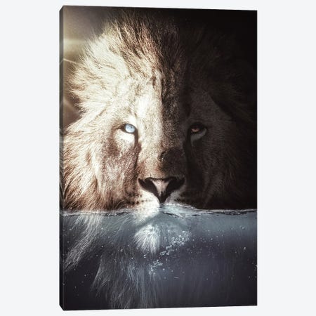 The King Lion In His Bath Canvas Print #GEZ179} by GEN Z Canvas Art