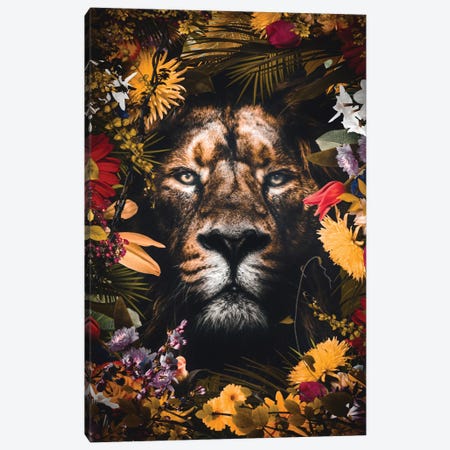 The Lion King In Flowers Canvas Print #GEZ180} by GEN Z Art Print