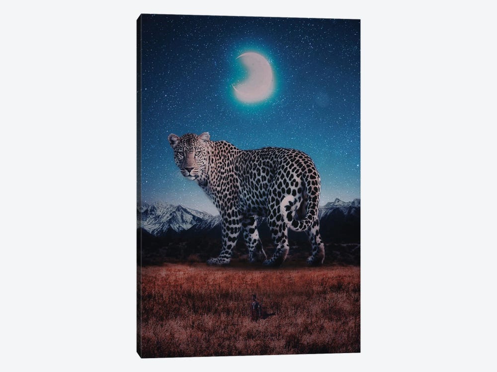 The Masai Maraa Nd The Giant Leopard In Night by GEN Z 1-piece Canvas Wall Art