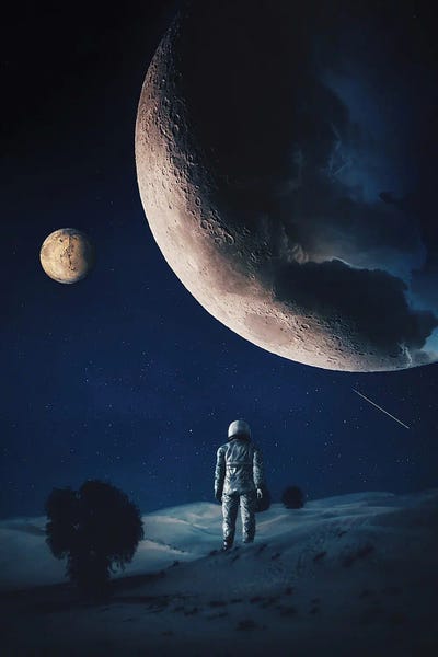 The Moon May Have Clouds And Astronaut by GEN Z framed wall art