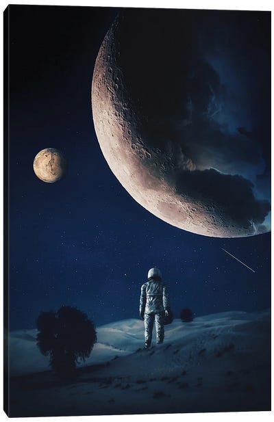 The Moon May Have Clouds And Astronaut Canvas Art Print - GEN Z