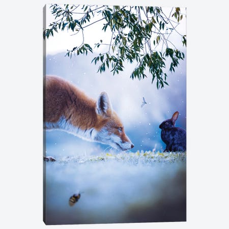 The Red Fox And The Black Rabbit Canvas Print #GEZ184} by GEN Z Canvas Wall Art