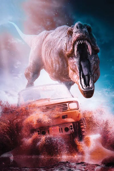 Prehistoric Animals: The Tyrannosaurus Car Attack In Desert by GEN Z
