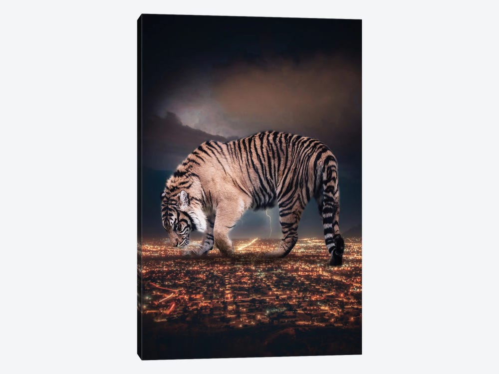 Giant Tiger Ciity King And Lightnings In The Night by GEN Z 1-piece Art Print