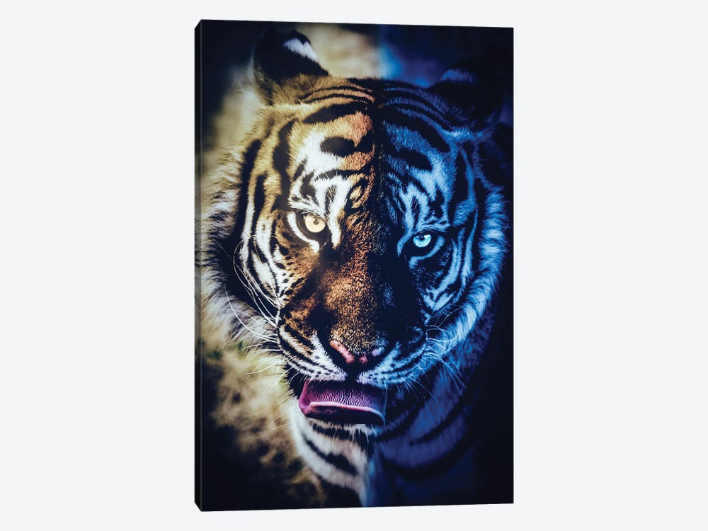 Tiger'S Night And Day Portrait by GEN Z 1-piece Canvas Artwork
