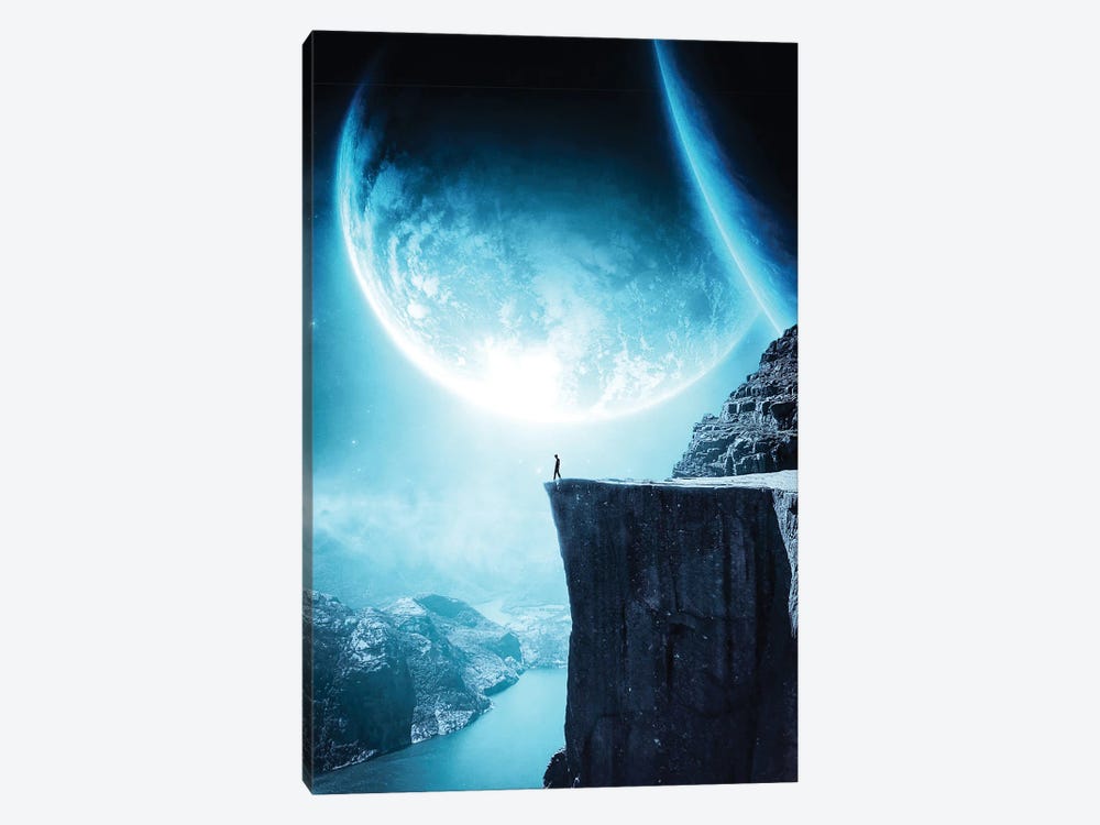 Top Of The Cliff In Blue Space Atmosphere by GEN Z 1-piece Art Print
