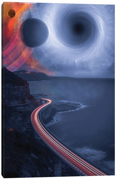 Traffic Road To Black Hole Canvas Art Print - Galaxy Art