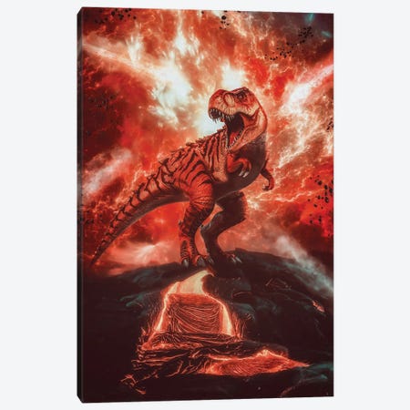 Volcanic Eruption Tyrannosaurus Rex Canvas Print #GEZ199} by GEN Z Canvas Artwork