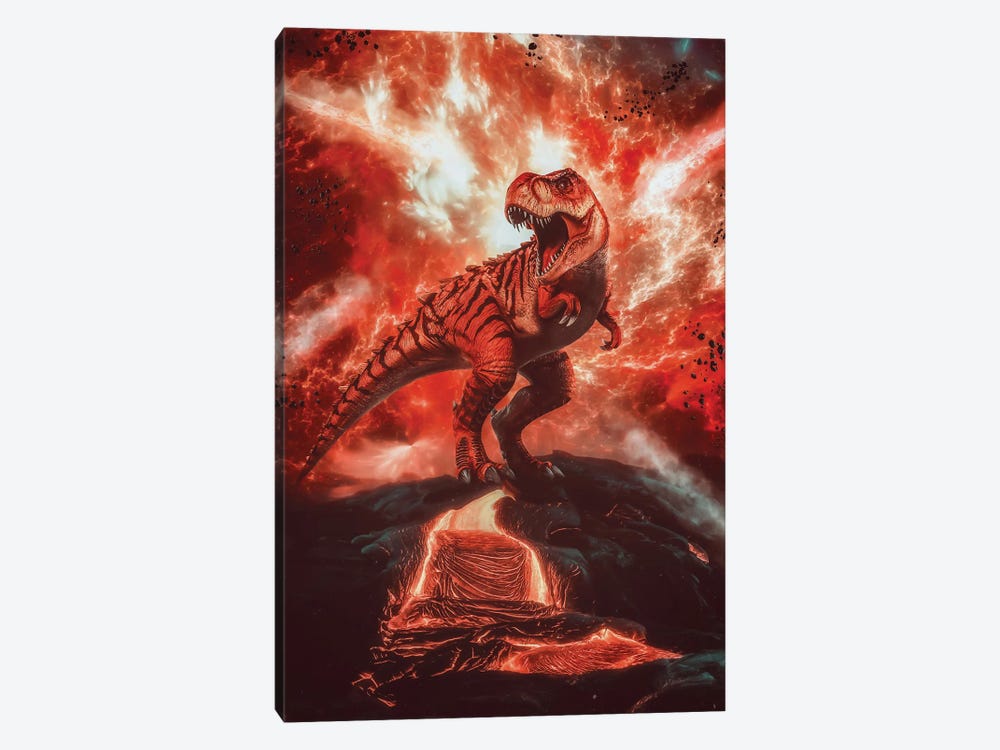 Volcanic Eruption Tyrannosaurus Rex by GEN Z 1-piece Canvas Artwork