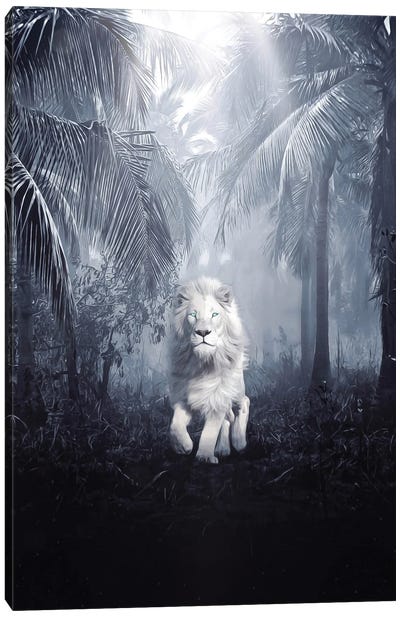 White Lion Night Safari Canvas Art Print - GEN Z