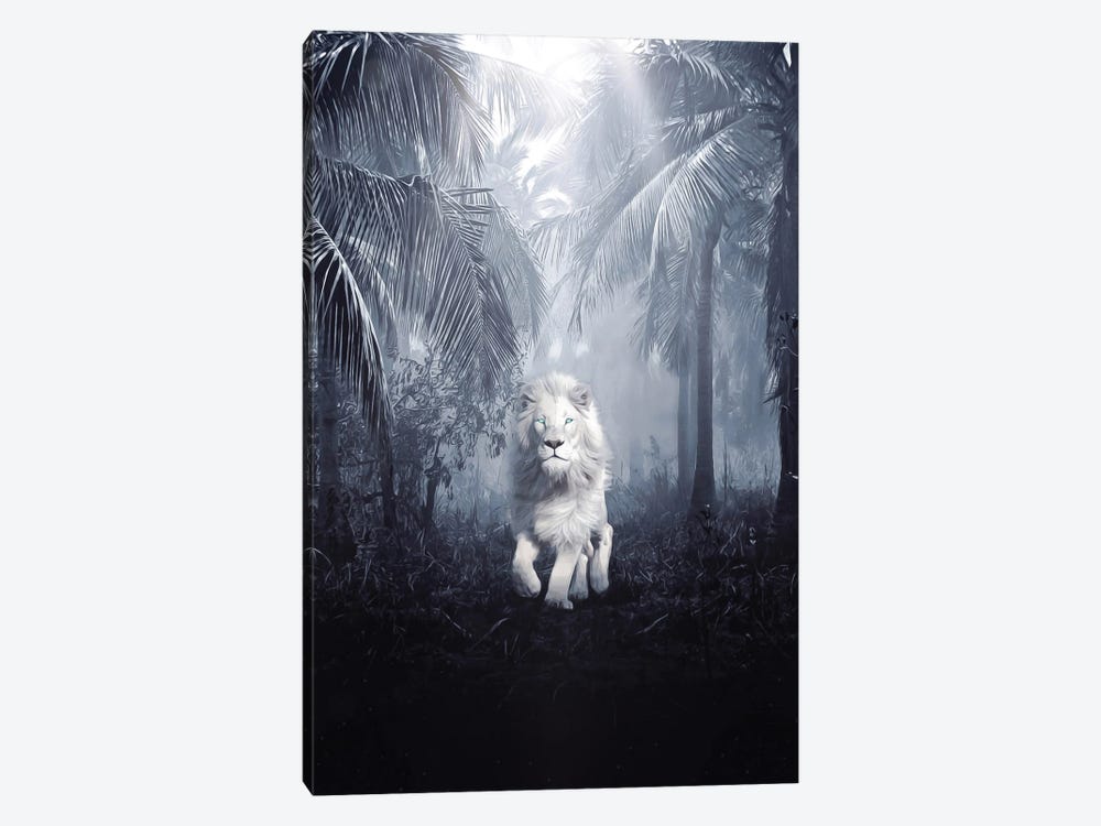 White Lion Night Safari by GEN Z 1-piece Canvas Art