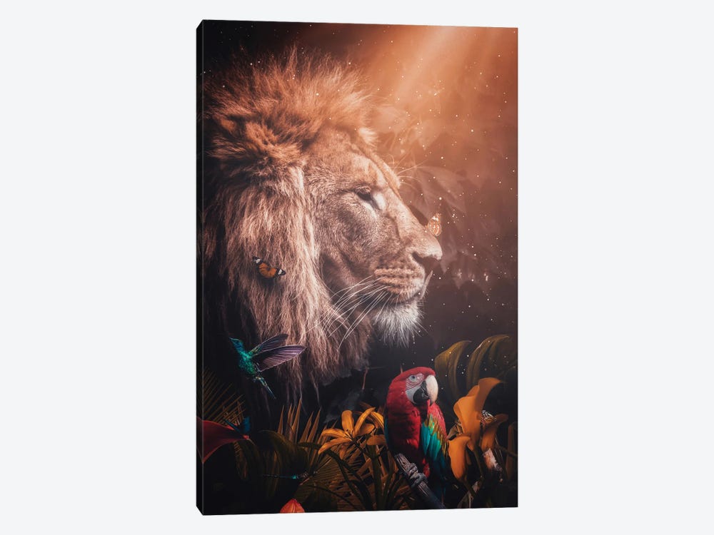 Wild King Lion In Tropical Jungle by GEN Z 1-piece Art Print