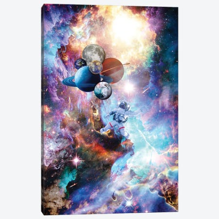 Astronaut Levitation With Balloons Planets In Colorful Space Canvas Print #GEZ20} by GEN Z Art Print