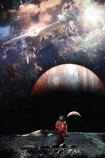 Astronaut Woman On The Moon In Space And Black Hole by GEN Z gallery poster