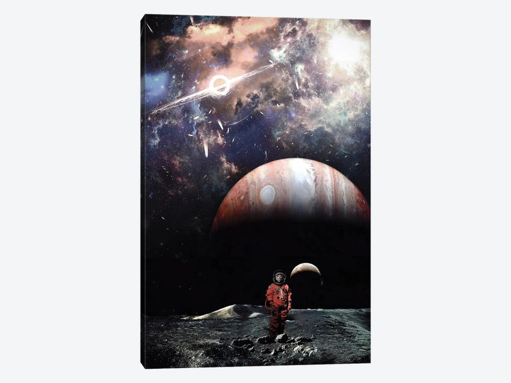 Astronaut Woman On The Moon In Space And Black Hole by GEN Z 1-piece Art Print