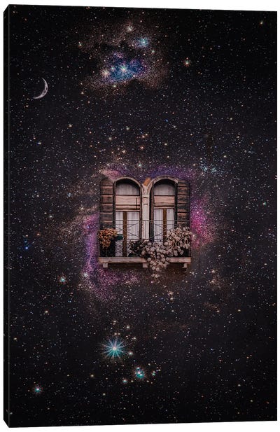 Window And Balcony In Space Canvas Art Print - GEN Z