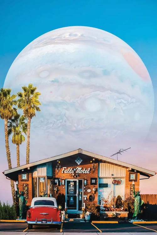 Jupiter Falls Motel And Planet Jupiter by GEN Z wall art