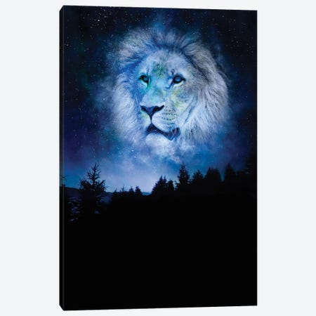 Blue Lion Galaxy In The Night Sky Canvas Print #GEZ226} by GEN Z Art Print