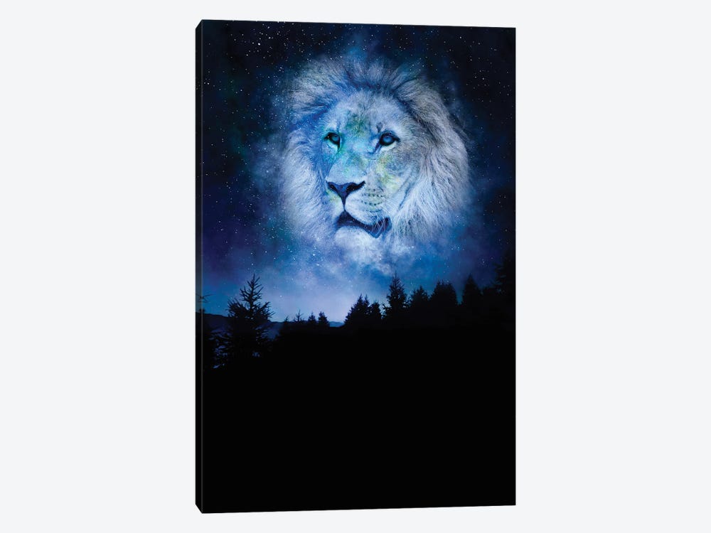Blue Lion Galaxy In The Night Sky by GEN Z 1-piece Canvas Wall Art