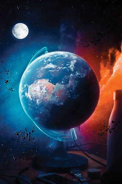 Globes: Earth Globe With Moon On Desk by GEN Z