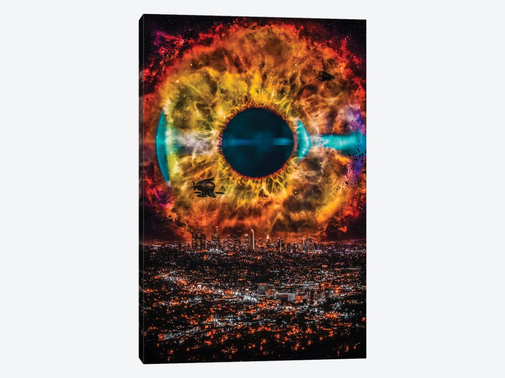 Eye Galaxy Over City Night by GEN Z 1-piece Art Print