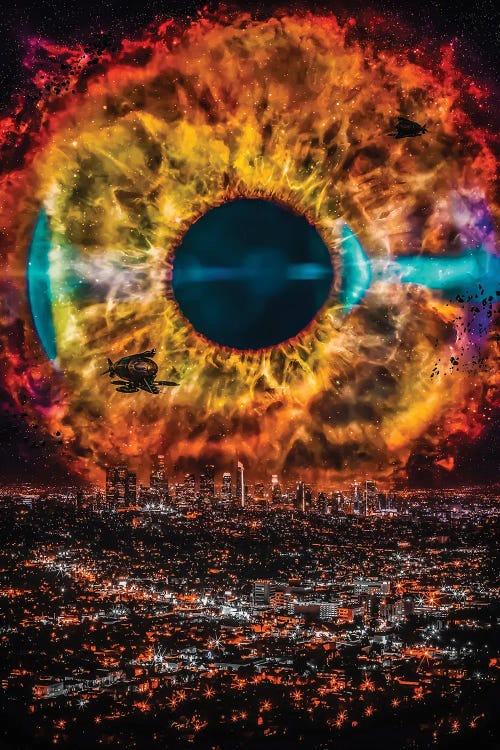 Eye Galaxy Over City Night by GEN Z wall art