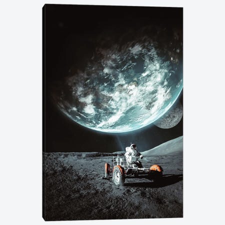 Astronaut In Quad On The Ground Moon Canvas Print #GEZ236} by GEN Z Canvas Wall Art