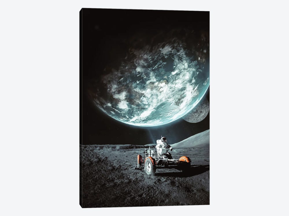 Astronaut In Quad On The Ground Moon by GEN Z 1-piece Canvas Art Print