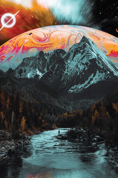 Alone With The Mountain by GEN Z framed canvas print