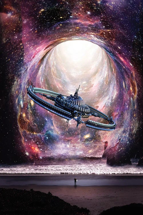 Black Hole And Surfer On The Beach by GEN Z wall art