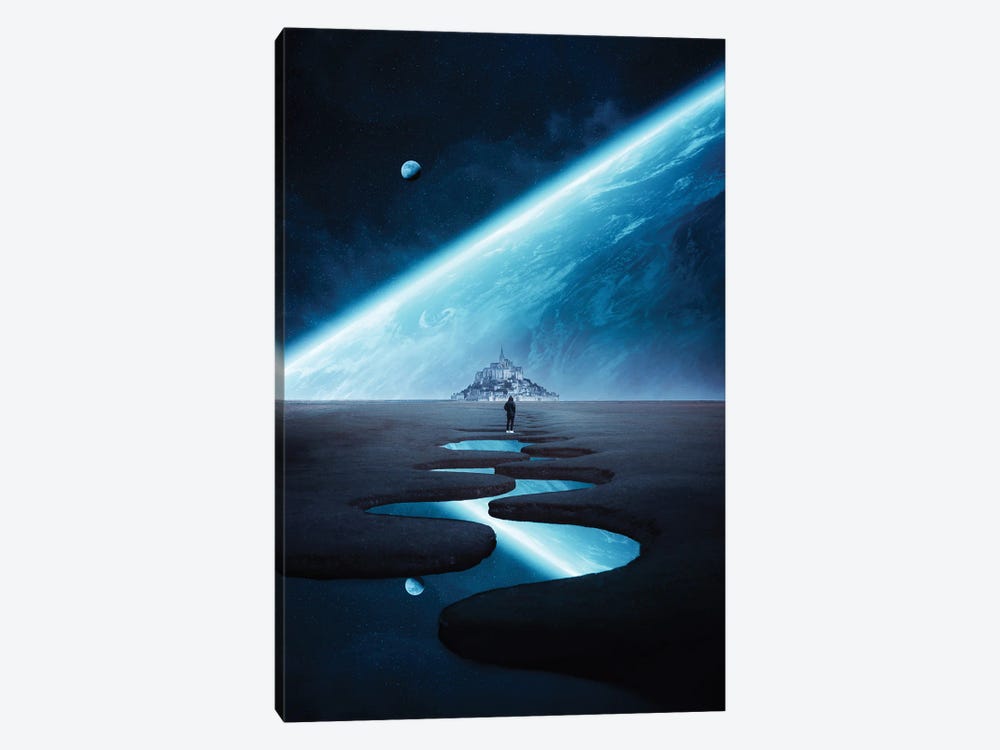 Mont Saint Michel And Planet by GEN Z 1-piece Canvas Art Print
