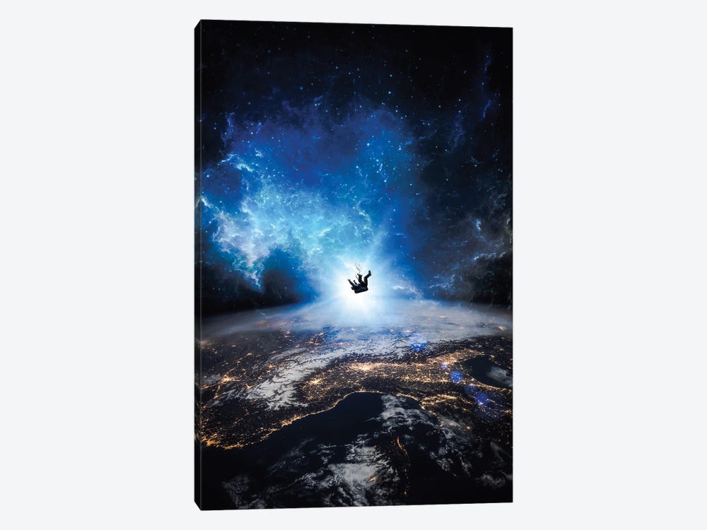 Astronaut Falling On Earth by GEN Z 1-piece Art Print