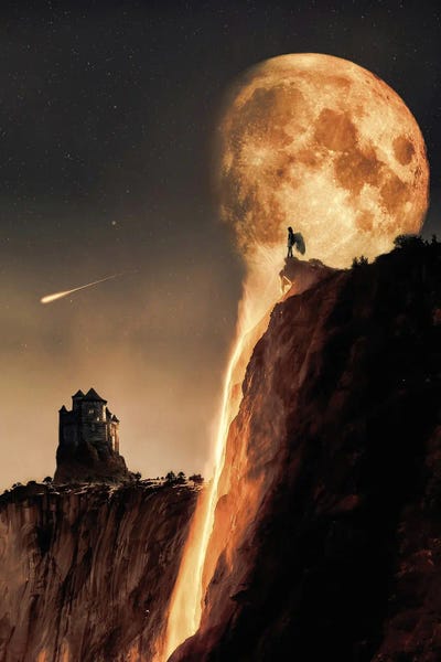 Full Moon Descending On Angel Falls by GEN Z framed canvas print