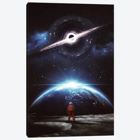 Astronaut On Moon With Space Earth View Canvas Print #GEZ24} by GEN Z Canvas Art