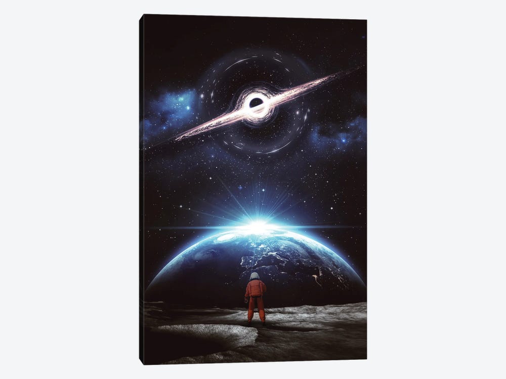 Astronaut On Moon With Space Earth View by GEN Z 1-piece Canvas Art