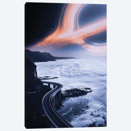 Road To Ocean Earth With Black Hole Canvas Print #GEZ255} by GEN Z Canvas Art