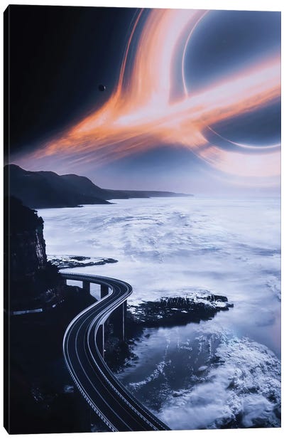 Road To Ocean Earth With Black Hole Canvas Art Print - GEN Z