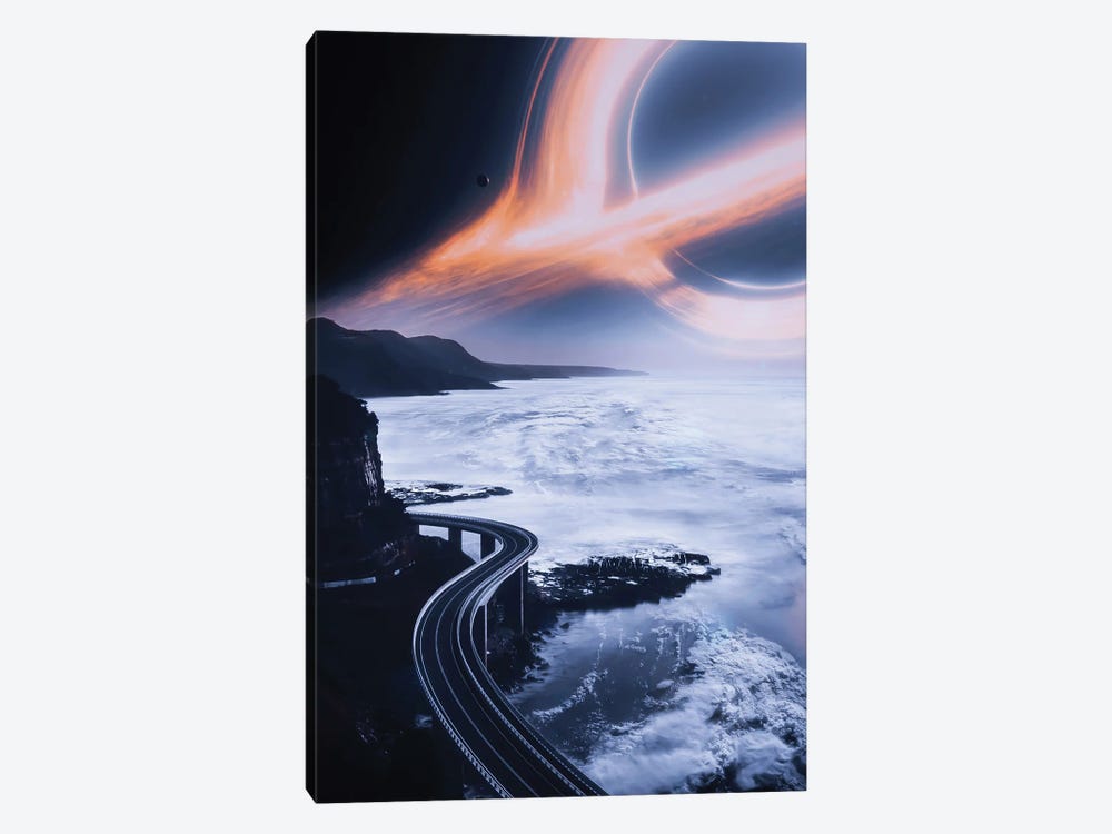 Road To Ocean Earth With Black Hole by GEN Z 1-piece Canvas Wall Art