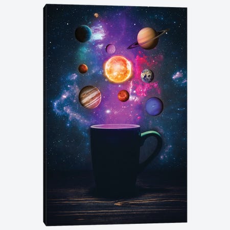 Galaxy System Cup Coffee Canvas Print #GEZ258} by GEN Z Canvas Art Print