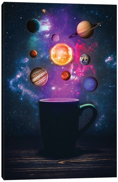 Galaxy System Cup Coffee Canvas Art Print - Solar System
