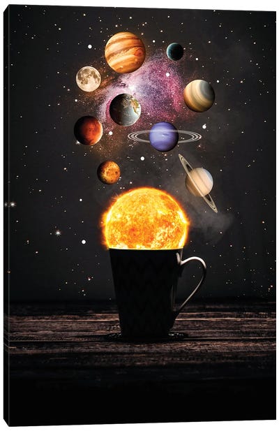 Solar System Cup Coffee Canvas Art Print - Solar System Art