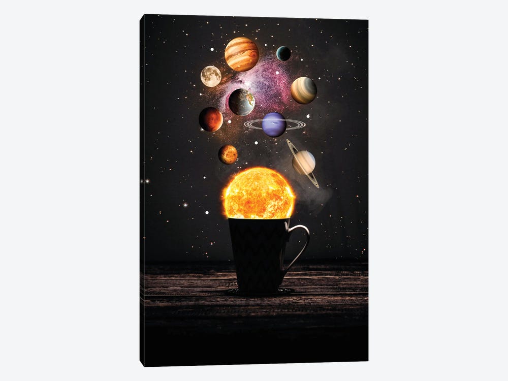Solar System Cup Coffee by GEN Z 1-piece Canvas Art Print