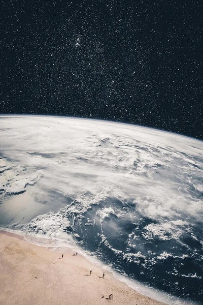 Walk On The Beach In Stars Space by GEN Z framed canvas print