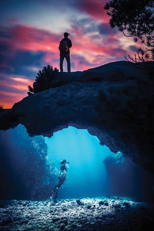 A Dive Under Seabed And Red Sunset by GEN Z wall art