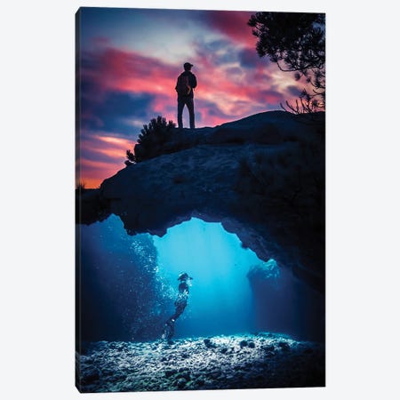 A Dive Under Seabed And Red Sunset Canvas Print #GEZ267} by GEN Z Art Print